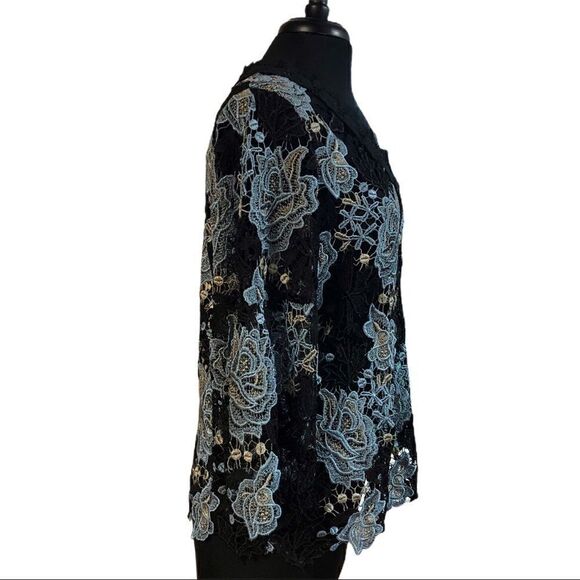 𝅺KOBI Halperin Lynn Embroidered Lace Bell Sleeve Blouse Size M - Picture 7 of 14